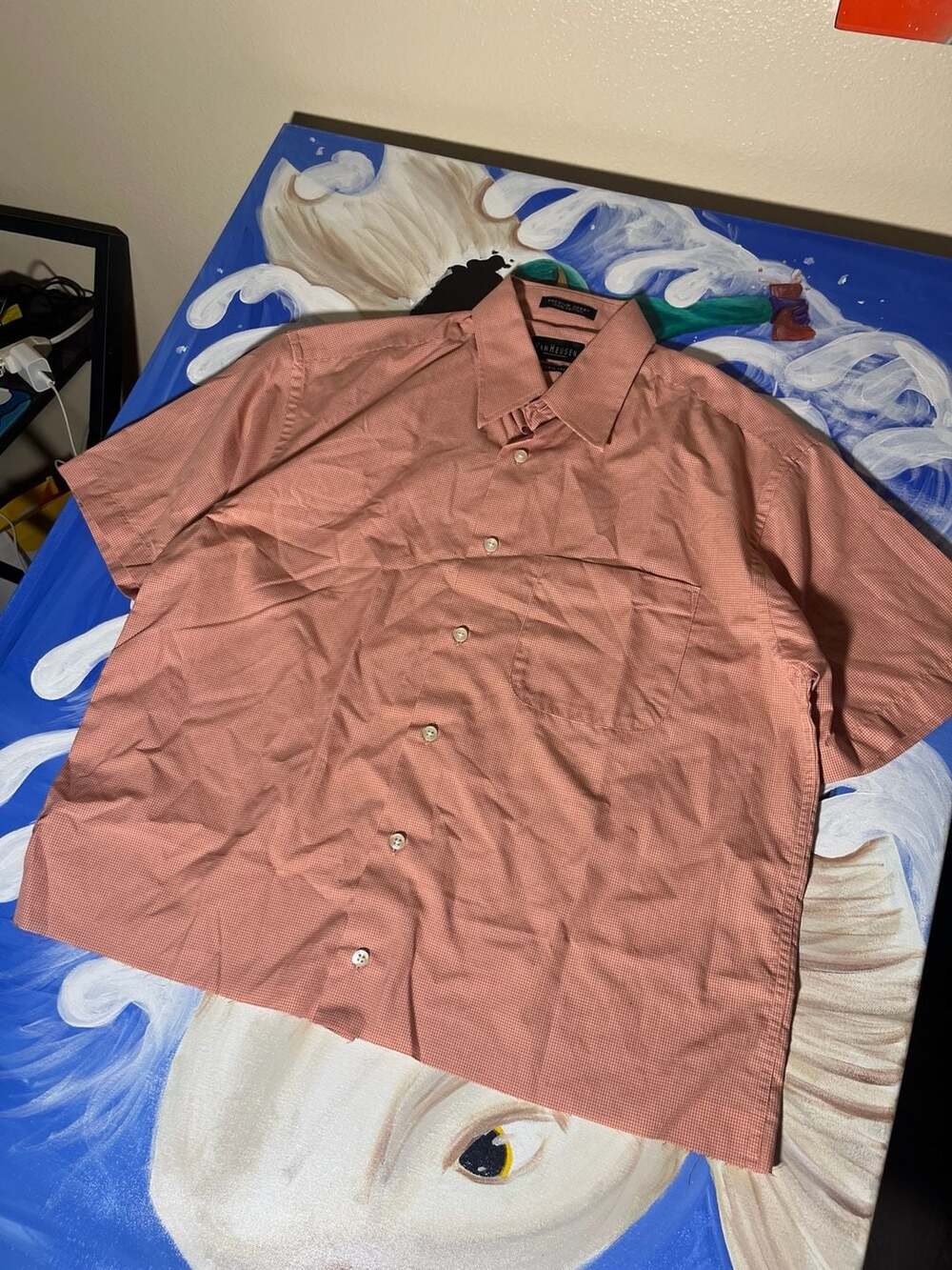 Van Heusen Premium Dobby 100% Cotton Wrinkle Free Short Sleeve Shirt
